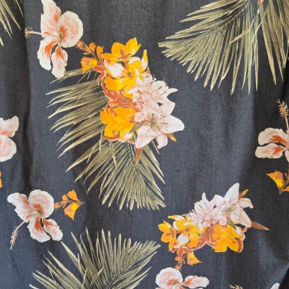 Modern Amusement Mens Hawaiian Floral Button-Up Shirt Short Sleeve Navy S - Picture 3 of 9